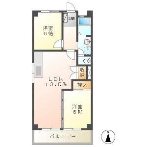 マンション光A棟(2LDK/4階)の間取り写真