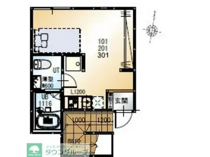 COCOひばりヶ丘(1K/1階)の間取り写真