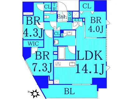マークス横浜戸部(3LDK/10階)の間取り写真