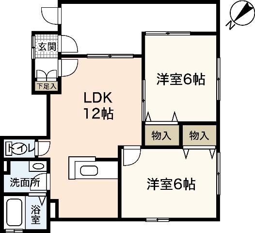 ベルリード馬木II(2LDK/1階)の間取り写真