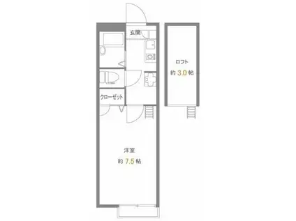 メインシティガーデン弐番館(1K/2階)の間取り写真