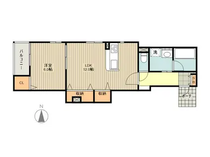 ヴィラローリIII(1LDK/1階)の間取り写真