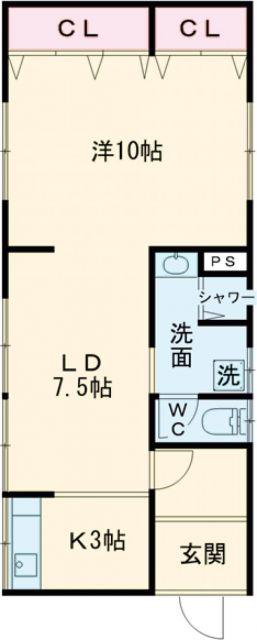 グリーンハイツC棟(1LDK/1階)の間取り写真