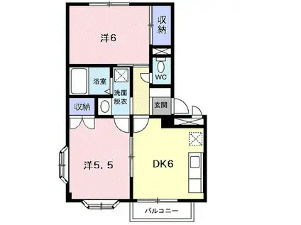 マリンハイツ(2DK/1階)の間取り写真