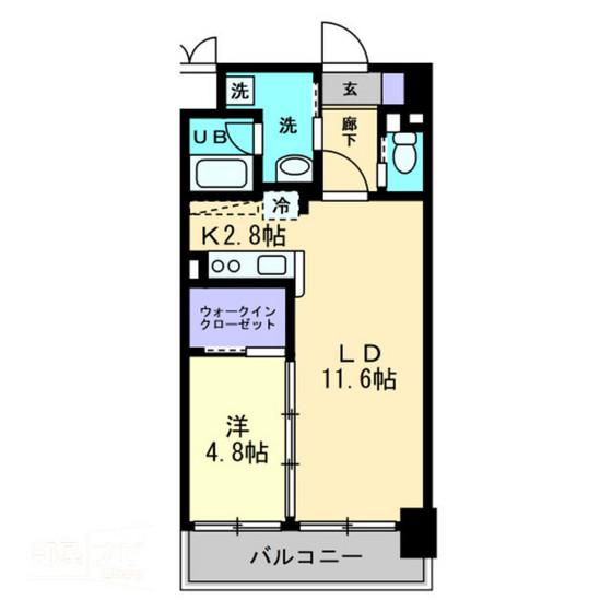 アルファレガロ西古松(1LDK/9階)の間取り写真