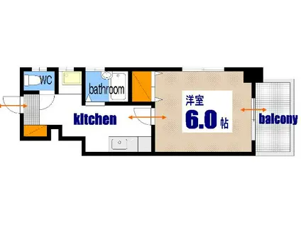FEIZ並木通(1K/6階)の間取り写真