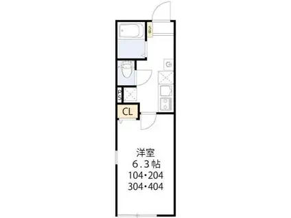 ティーグル足立島根(1K/1階)の間取り写真