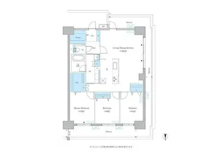グランセジュール大国町 北棟(3LDK/2階)の間取り写真