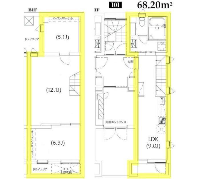 TS RESIDENCE 白金高輪(2LDK/1階)の間取り写真