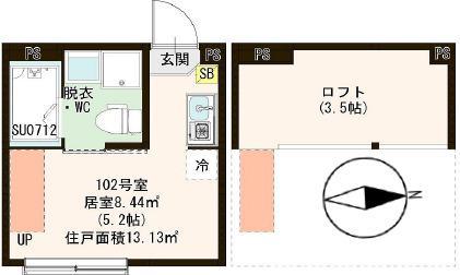 ハーモニーテラス北小岩XIV(ワンルーム/1階)の間取り写真
