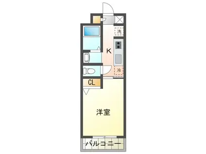 須磨南町ミオ(1K/4階)の間取り写真