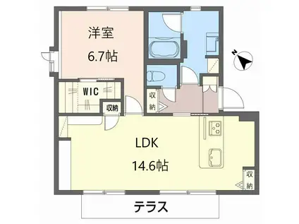 グリーンハイツ高塚(1LDK/1階)の間取り写真