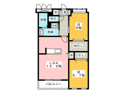 アーバンヒルズV(2LDK/3階)の間取り写真