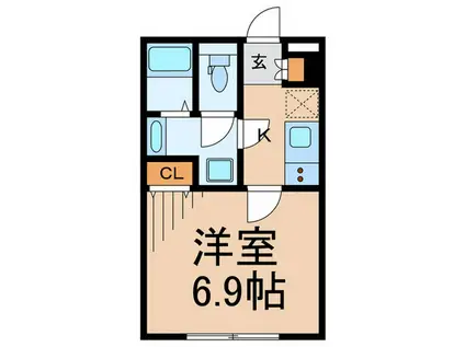 GREEN TERRACE 中延(1K/2階)の間取り写真