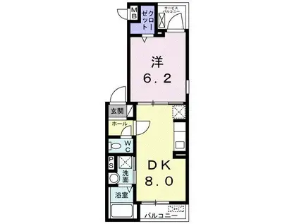 ホワイトウェル湘南II(1LDK/2階)の間取り写真