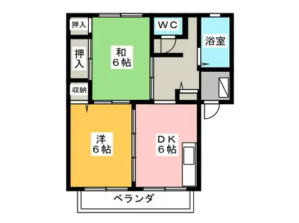 メゾンジュネス B(2DK/1階)の間取り写真