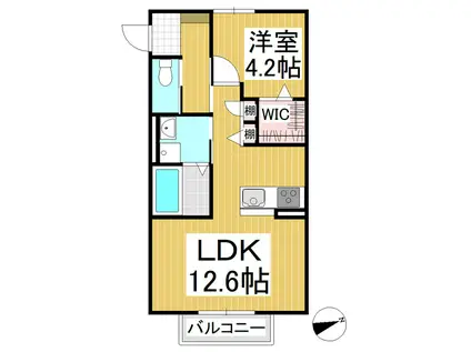 ウィズハイム上田(1LDK/2階)の間取り写真