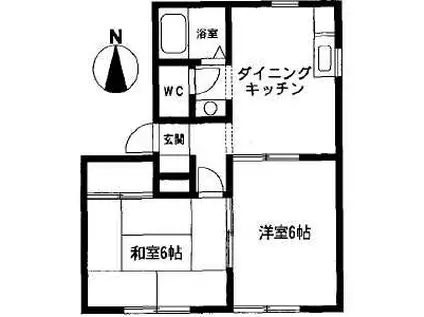 ハイツカトウ(2DK/2階)の間取り写真