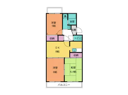 朝日ヴィラ(3DK/3階)の間取り写真