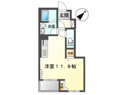 フィエスタII(ワンルーム/1階)の間取り写真