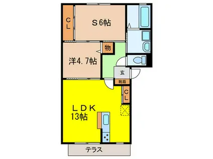 ルミエール久遠(1SLDK/1階)の間取り写真