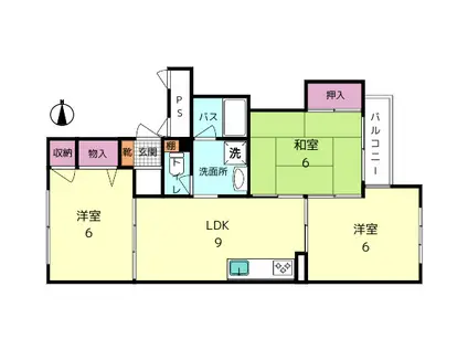 シティーホームズ大和郡山(3LDK/2階)の間取り写真