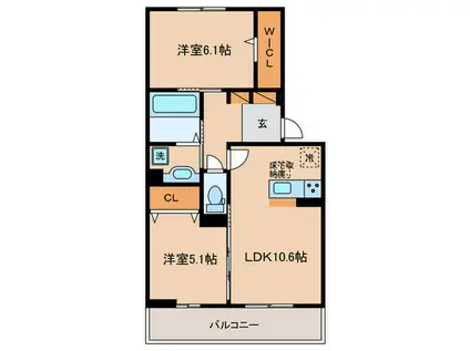 UTATA(2LDK/1階)の間取り写真