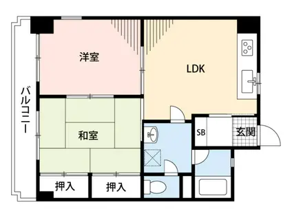 グリーンヒルズ平尾(2LDK/4階)の間取り写真