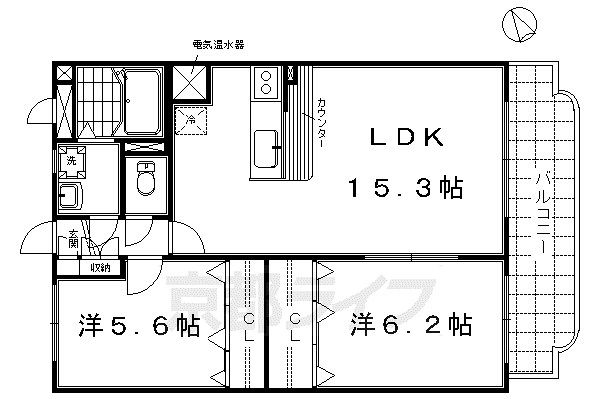 グレース・フレア(2LDK/3階)の間取り写真