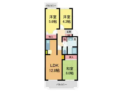 ソシア小林(3LDK/3階)の間取り写真