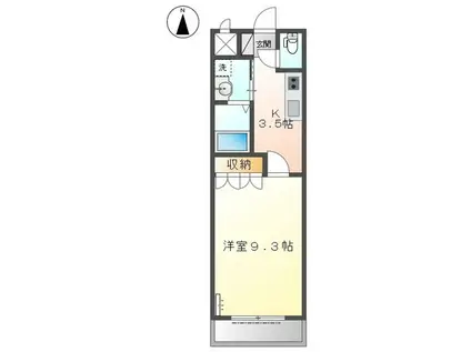 レインボーシティ・SII(1K/1階)の間取り写真