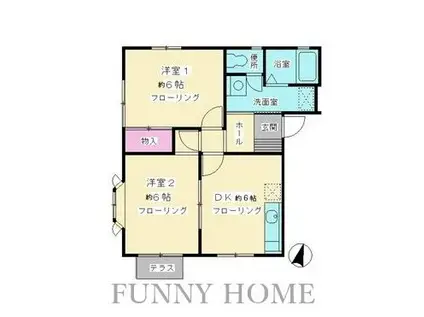 サニーヒルズ(2DK/1階)の間取り写真