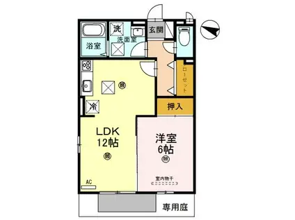 マリン毛見(1LDK/1階)の間取り写真