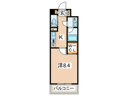 大倉山壱番館(1K/4階)の間取り写真