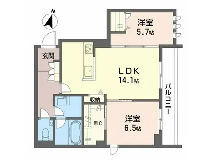 AZURE東雲(2LDK/3階)の間取り写真