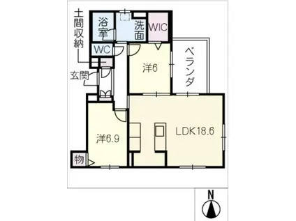 エクラージュ吹上(2LDK/4階)の間取り写真