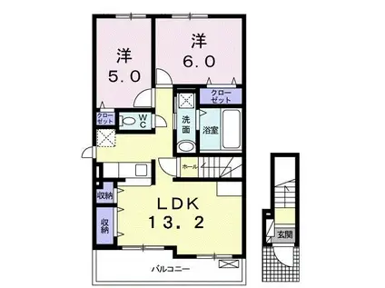 サン フィレール(2LDK/2階)の間取り写真