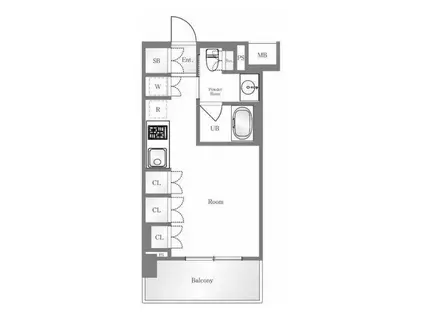 プレミアムキューブ菊川(ワンルーム/4階)の間取り写真