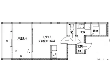 熊本市中央区京町本丁(1LDK/3階)の間取り写真