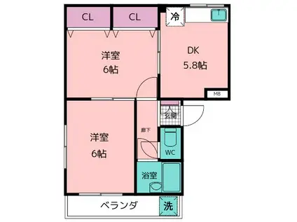 メゾンベアフルート(2DK/3階)の間取り写真
