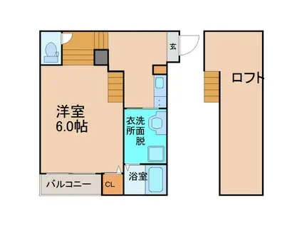 ハーモニーテラス神前II(1SK/2階)の間取り写真