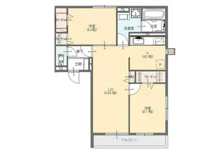 ボナールシャルトIII(2LDK/2階)の間取り写真