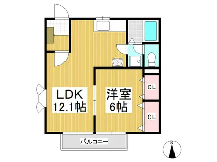 ベルシャイン本郷(1LDK/2階)の間取り写真