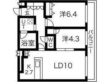 S-RESIDENCE桑園(2LDK/4階)の間取り写真