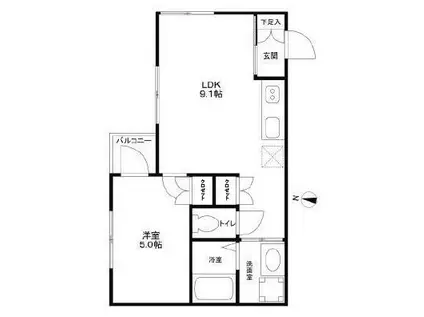 TOLERANCE(1LDK/2階)の間取り写真