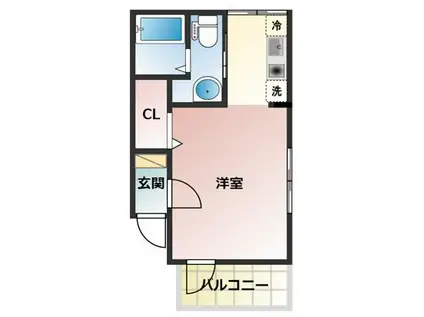 MELDIA竹ノ塚(ワンルーム/1階)の間取り写真