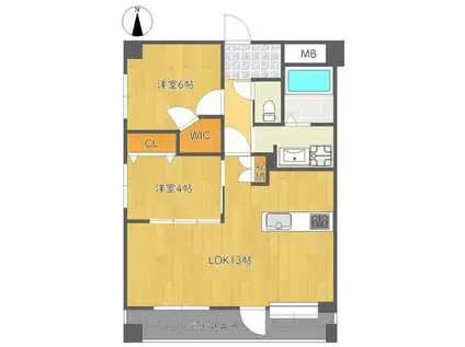 アーバンモリII(2LDK/3階)の間取り写真