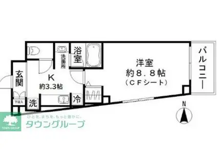 ホワイトカウンティ富士見台(1K/2階)の間取り写真