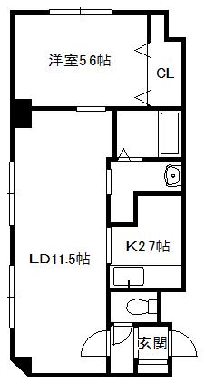 パークヒルズ山鼻(1LDK/5階)の間取り写真
