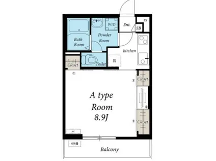 リブリ・絹(1K/2階)の間取り写真